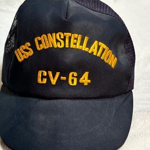 Vintage Blue Naval Baseball Cap (USS Constellation )